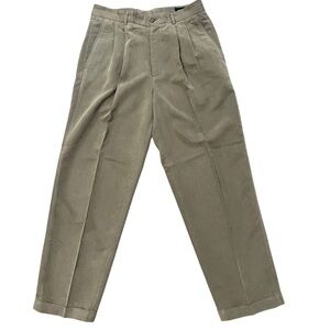 Claiborne Men’s Dress Slacks Pleated Cuffed Pants Classic Office Khaki 32 x 30